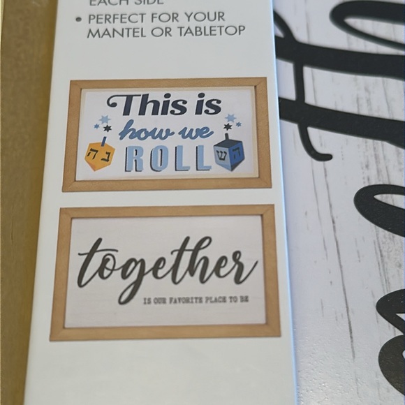 Hanukkah Reversible Box Sign “This is how we roll” “together “ NWT - Picture 6 of 9